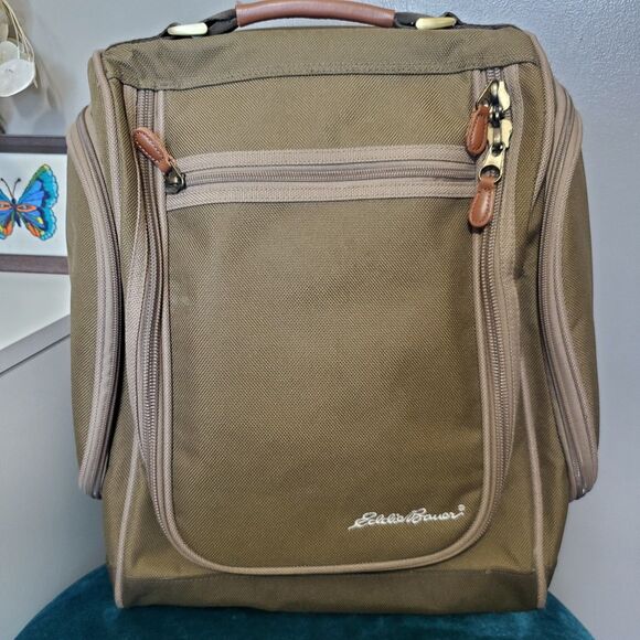 Eddie Bauer Convertible Backpack Skyway Luggage Green Canvas Travel Versatile - Picture 1 of 16